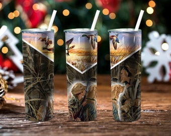 USA Flag Camo Duck Hunting Instant Download template Sublimation PNG Design 20 oz Skinny Tumbler
