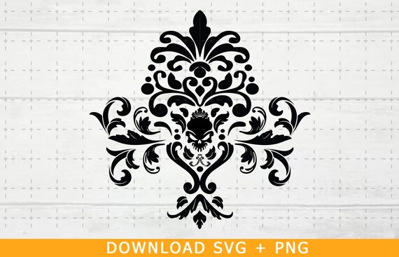 Download Damask Skull Floral Baroque Svg Png Beautiful Damask Svg Etsy