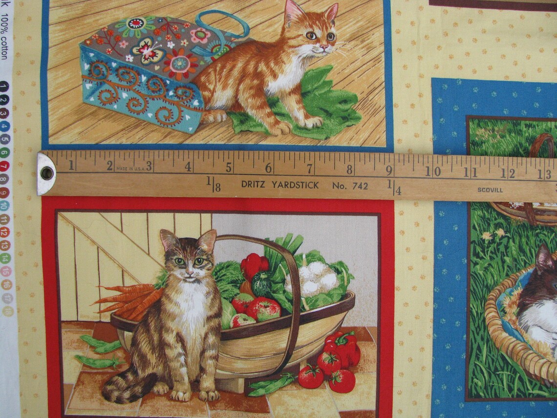 Cat Fabric Panel Multi Breed Cats Makower UK Fabrics Hard Etsy