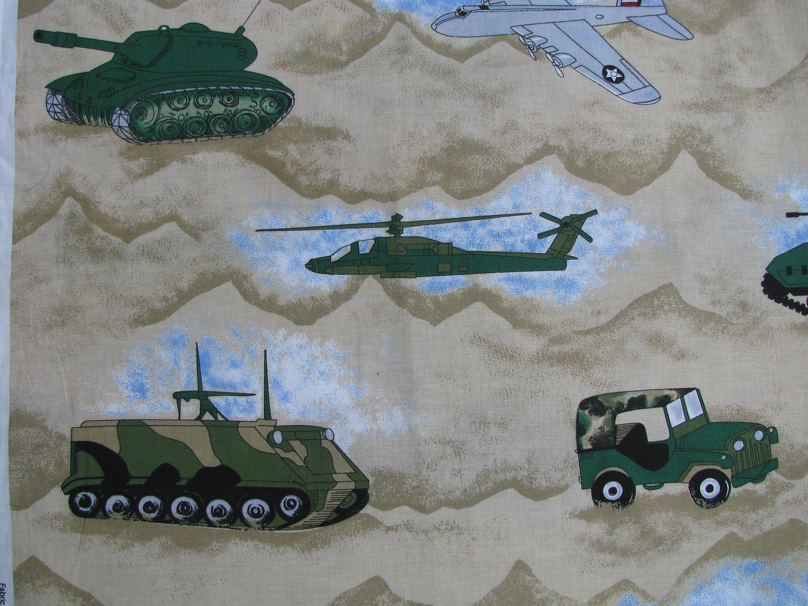 Rare Vintage Camo Military Fabric Desert Storm Tanks Etsy