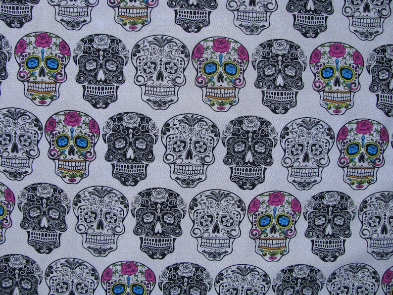 OOP Novelty David Textiles 1 Fat Quarter Fabric for Masks Rare Sugar Skulls Fat Quarter Halloween Fabric