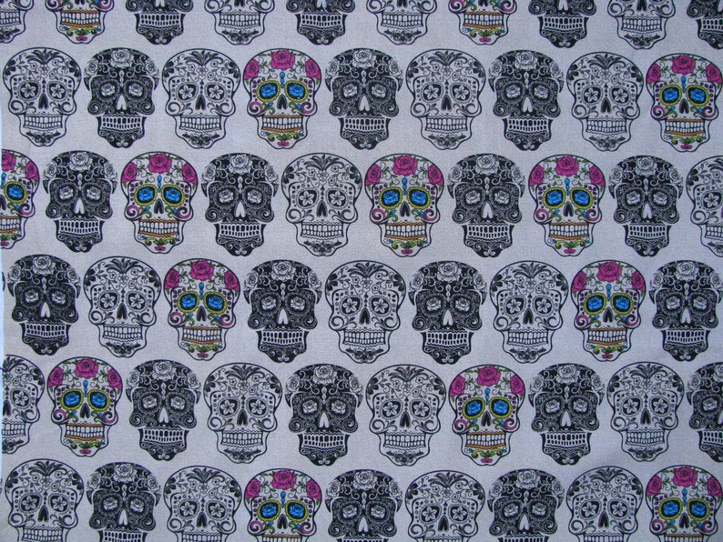 OOP Novelty David Textiles 1 Fat Quarter Fabric for Masks Rare Sugar Skulls Fat Quarter Halloween Fabric