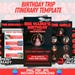 Digital Birthday Weekend Invitation, Animated Travel Itinerary, Rose Gold Miami Vacation Schedule Trip Evite, Editable Planner Template