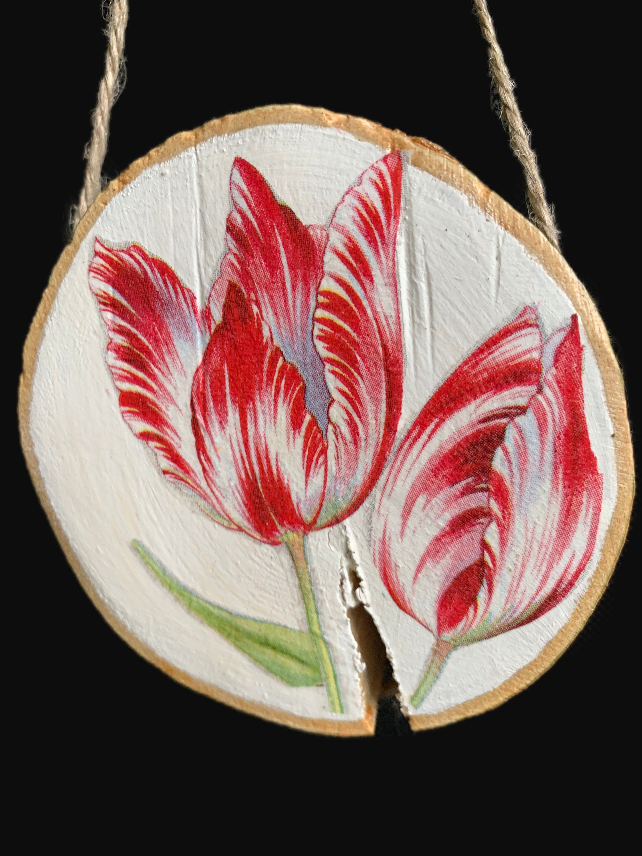 Wooden Sign Decoupaged with Tulip Designs Handcrafted Etsy