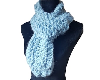 Classic knit scarf, blue knitted scarf, Crochet scarf,blue winter knit scarf,winter woolen scarf,handmade wool scarf,hand knitted blue scarf