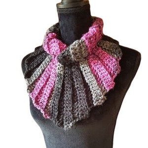 AVANT GARDE Scarf Black Rasberry knitted scarf Pink black grey crochet Scarf neckwarmer winter scarf knitted uniquely design striped scarf