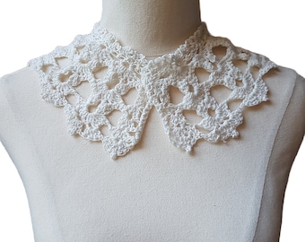 Victorian Lace collar,crochet lace neckline, peter pan collar,handknit white lace collar scarf,vintage collar,handmade cotton crochet collar