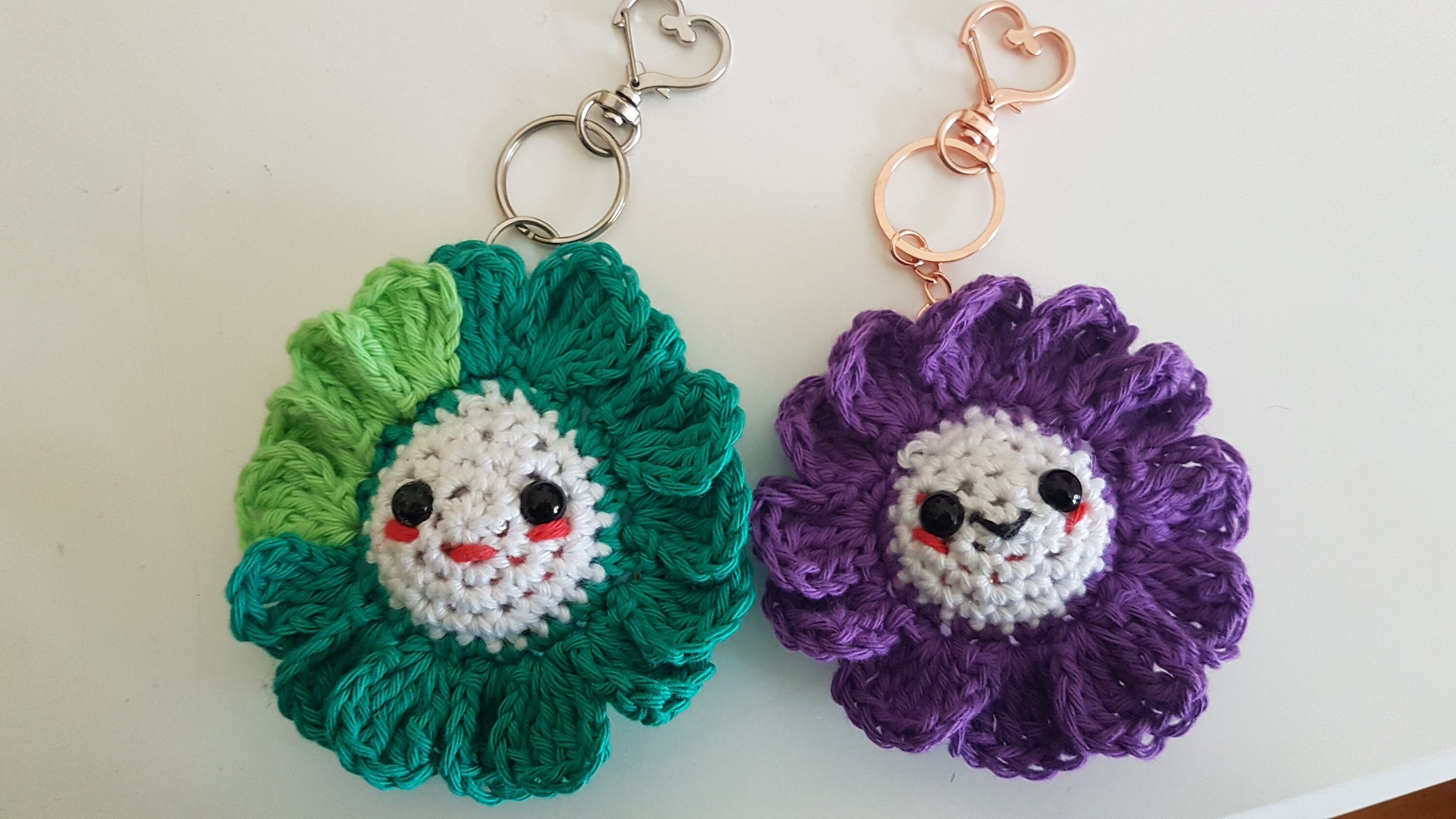 Amigurumi Keychain Crochet Flower Keyring Handmade Fridge Etsy