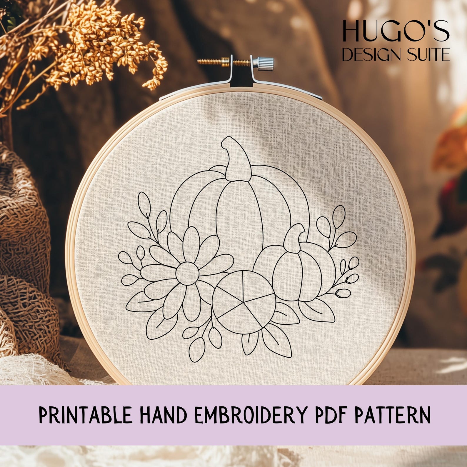 Pumpkin Hand Embroidery Pattern PDF, Stick and Stitch Printable ...