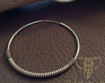 50mm bali hoop earrings, lightweight 925 silver creole hoops, tribal oxidized bali hoops, handmade earrings, timeless trendy jewelry, comfy.