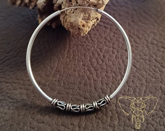 Boucles D'oreilles Créoles En Argent 925 Bali - Diamètre 16mm, Style Ethnique, Neuf Avec étiquettes