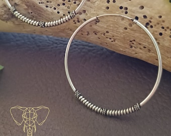 Sterling silver 40mm bali hoop earrings, 925 oxidized silver hoop earrings, large bali hoops, lightweight hoop earrings, comfy jewelry.