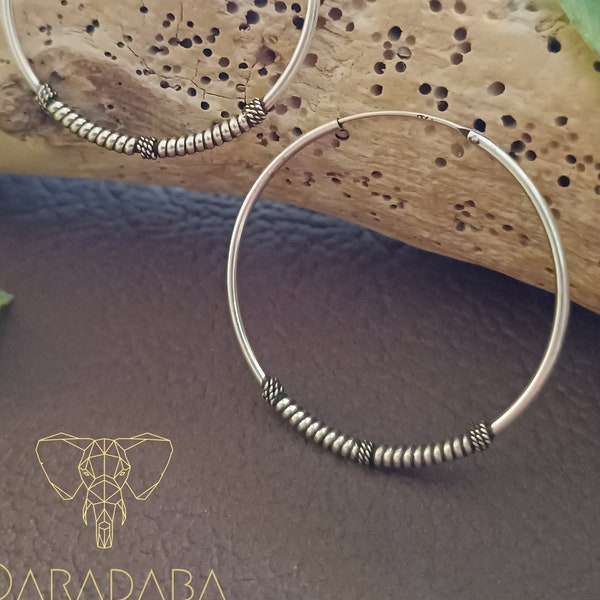 Sterling silver 40mm bali hoop earrings, 925 oxidized silver hoop earrings, large bali hoops, lightweight hoop earrings, comfy jewelry.