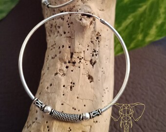 Comfy 50mm bali hoop earrings, sterling silver creole hoops, lightweight big size bali hoops, 925 silver bali hoops, hippie timeless outfit.