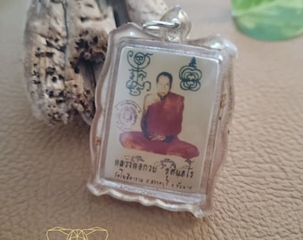 Venerable rare thai amulet, thai monk pendant, good luck amulet pendant, buddhist amulet, good karma monk thai amulet, spiritual jewelry.