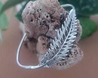 925 Sterling Silver Leaf Cuff Bracelet – Adjustable Boho Hippie Jewelry – Realistic Filigree Leaf Design – Handmade Statement Piece
