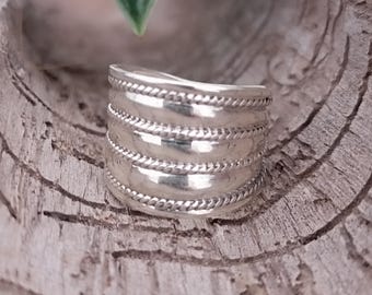 Sterling silver bali ring, oxidized solid ring, 925 silver handmade jewelry, bohemian layered ring, timeless stylished sterling silver ring.