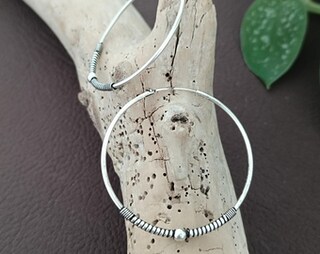 LeCalla Orecchini A Cerchio Bali In Argento Sterling 925, Bicolore Ossidato, Piccole Dimensioni (22mm), Ipoallergenici