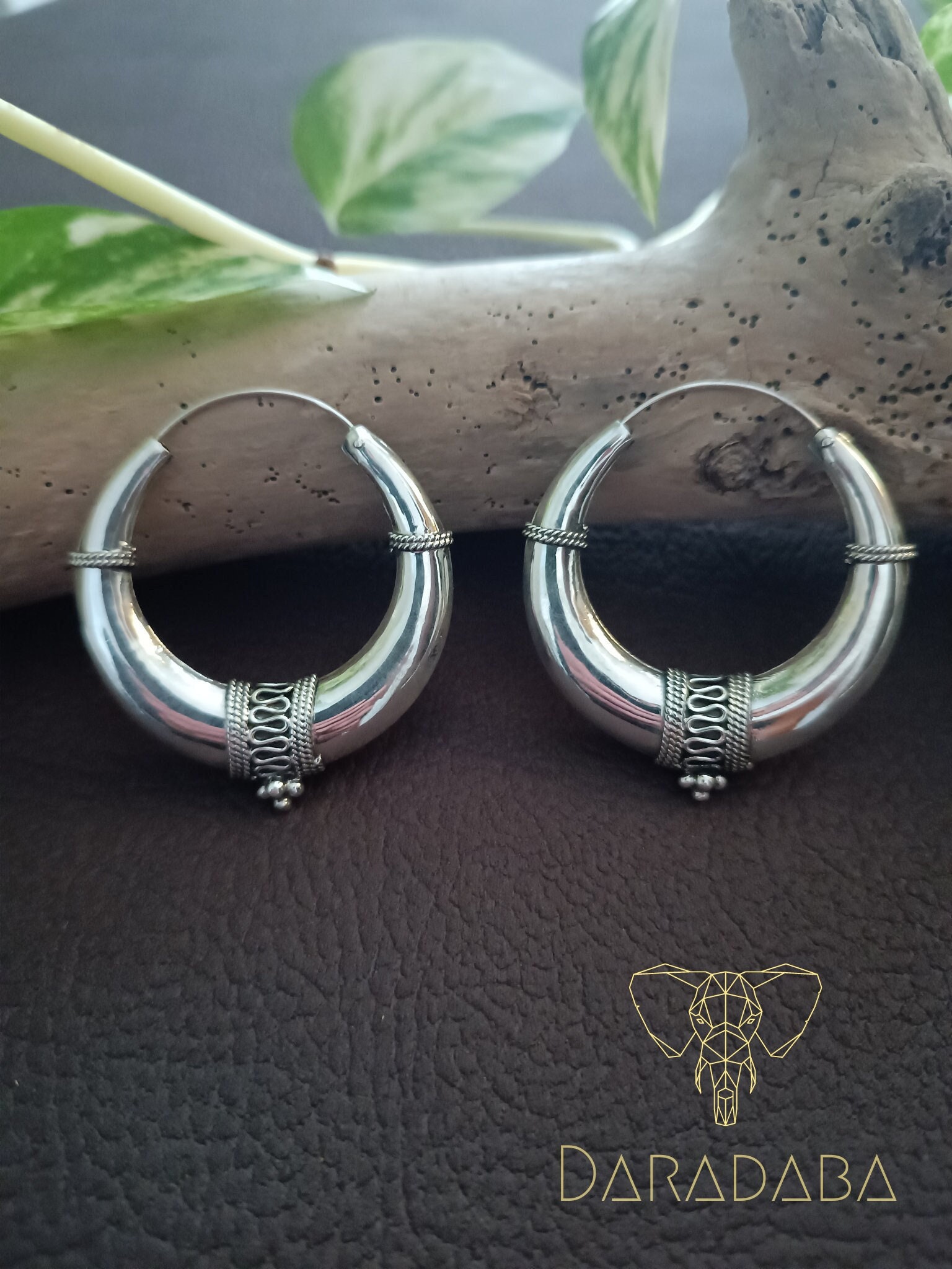 Guru-Shop Orecchini Etno Boho In Argento - Cerchi E Creoli Stile Tribale - 2