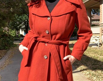 70s Rust Wool Knit Coat (L) - munimoro.gob.pe