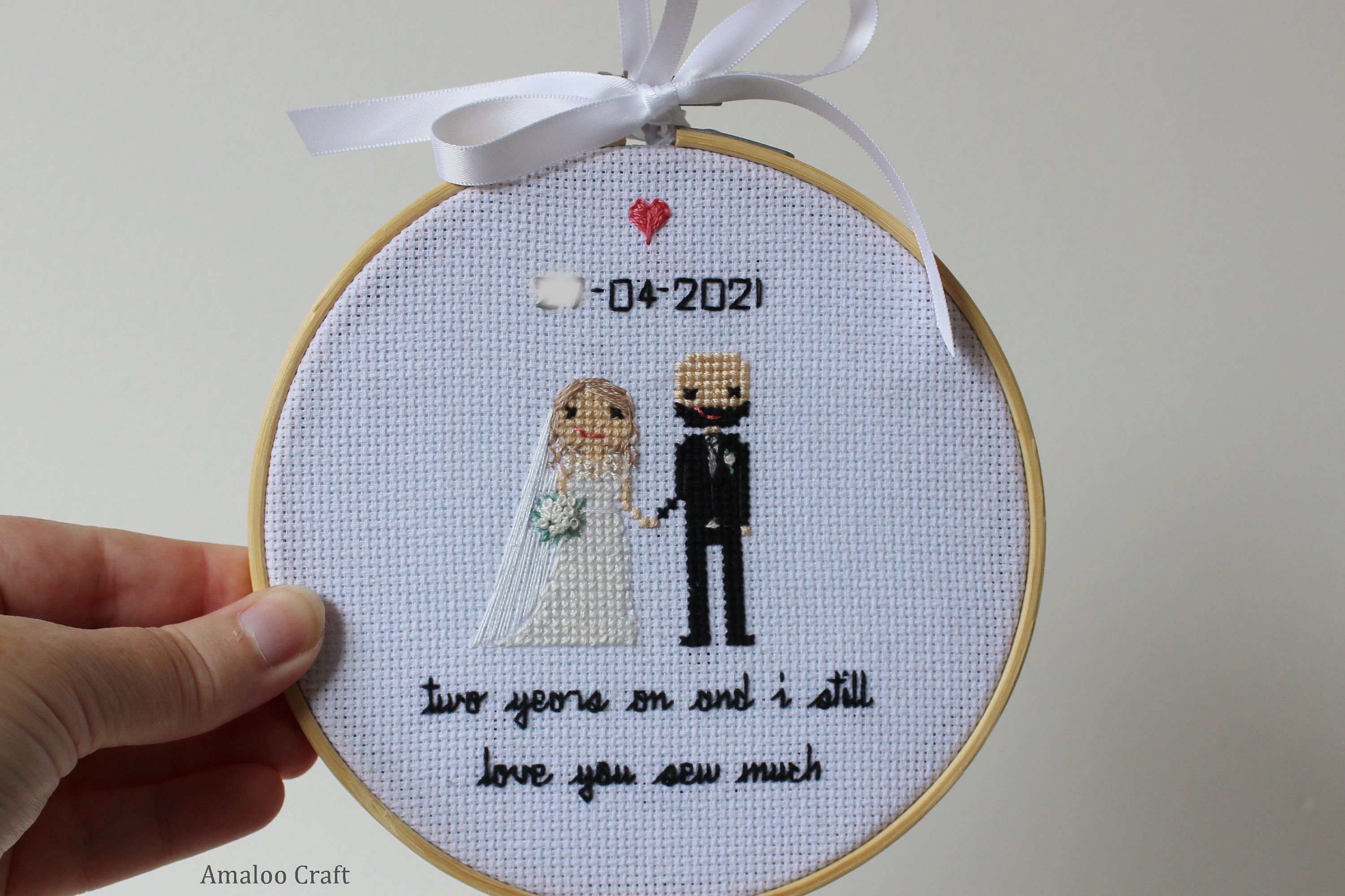 Personalized Wedding Cross Stitch Custom Portrait Anniversary Etsy Australia