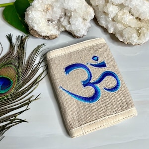 Portefeuille de chanvre | Portefeuilles hippies Boho brodés du symbole OM | Portefeuilles ethniques