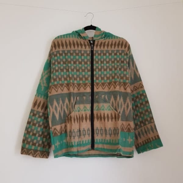 Warme Hippie Jacken mit Kapuze, kuschlige Tibet Jacken, Boho Jacken, weiche Goa Kapuzenjacken, Ethno Jacken, Baja Jacke