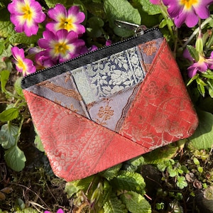 Sac en brocart, porte-monnaie d'Inde – Boho, porte-monnaie hippie, mini portefeuille, sac à bijoux, patchwork, floral, broderie, cadeau