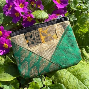 Mini Portemonnaie Brokat Patchwork  Tasche Münzbeutel handmade Geldbeutel Schmuck Kopfhörer Make-Up Täschchen Floral Vintage Hippie Geschenk