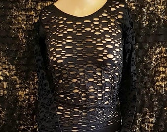 Long Sleeve Net Shirt, Sexy Top, Festival Shirt, Party Outfit