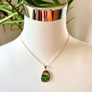 Pendentif ormeau | Pendentif Paua Shell pour collier | Bijoux en coquillage Paua | Pendentif coquillage | Gouttes d&#39;opale de mer