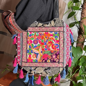 Hippie Banjara Tasche bestickt | Ethno Vintage Umhängetasche | Gypsy Schultertasche | Patchwork Festivaltasche bunt | indische Damentasche