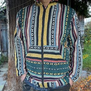 Gheri Jacke | Boho Hippie Jacke traditionell gewebter Ethno Baumwollstoff | handgemachte indische Jacke Unisex | Goa Baumwoll-Jacke