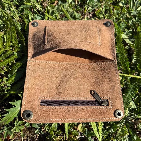 Leather Tobacco Pouch Gemstone | Handcrafted Suede Bag for Tobacco and  Herbs | Unique Brown Rolling Pouch