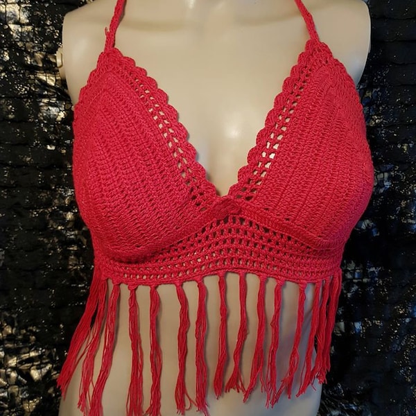 Bikini Bustier, gehäkeltes Top bauchfrei, Häkelbikini, Sommer Top im Boho Hippie Stil