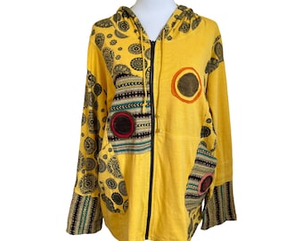 Giacca patchwork da donna, giacca Goa, giacca con cappuccio Nepal, giacche etniche, giacca di cotone hippie, abbigliamento etnico fatto a mano