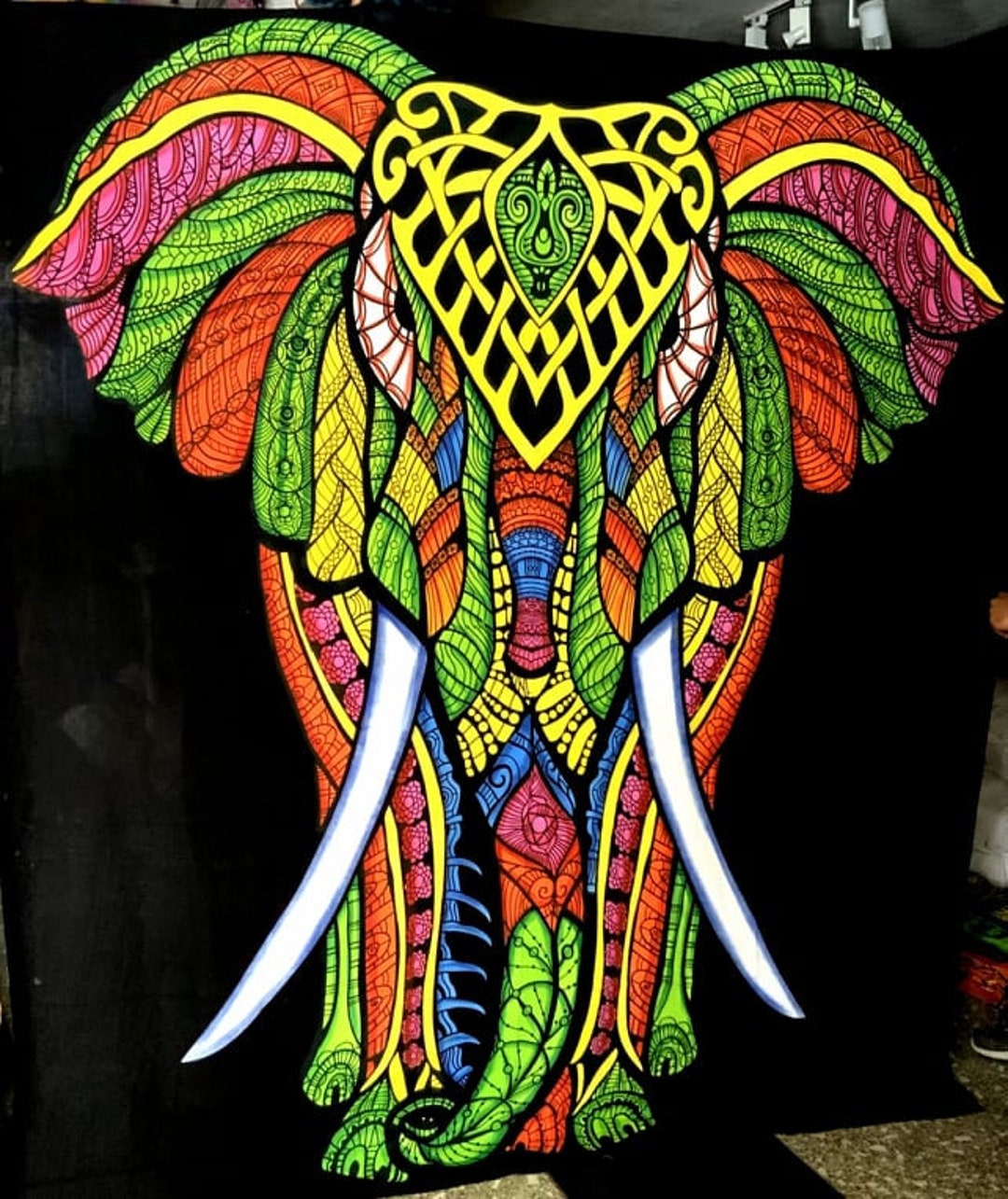 Mandala Wandteppich 150x130cm - Indischer Bohemian Überwurf - Hippie Dekoration - Polyester