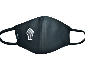 Black Lives Matter - Fist With Filter Pocket. Stretchy Face Mask, Washable and Reusable, Soft and Breathable, Scuba