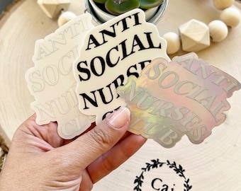 Antisocial Nurses Club Waterproof Sticker