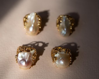 Nyla Freshwater Pearl Gold Adjustable Ring: Chunky Statement Ring