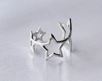 Zalia Silver Star Ring: Adjustable Stainless Steel, Tarnish Free