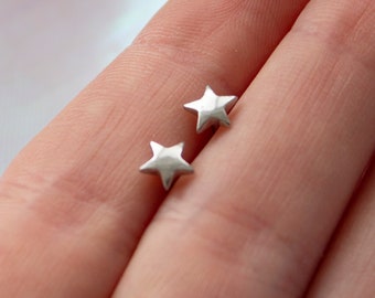 Alia Tiny Silver Star Stud Earrings: Hypoallergenic Celestial Lobe Studs