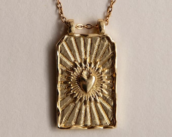 Asteri Gold Heart Burst Necklace Gold, Dainty Chain Gold Plated Gift For Her