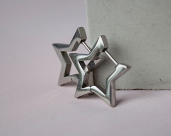 Sofia Silver Star Hoop Earrings