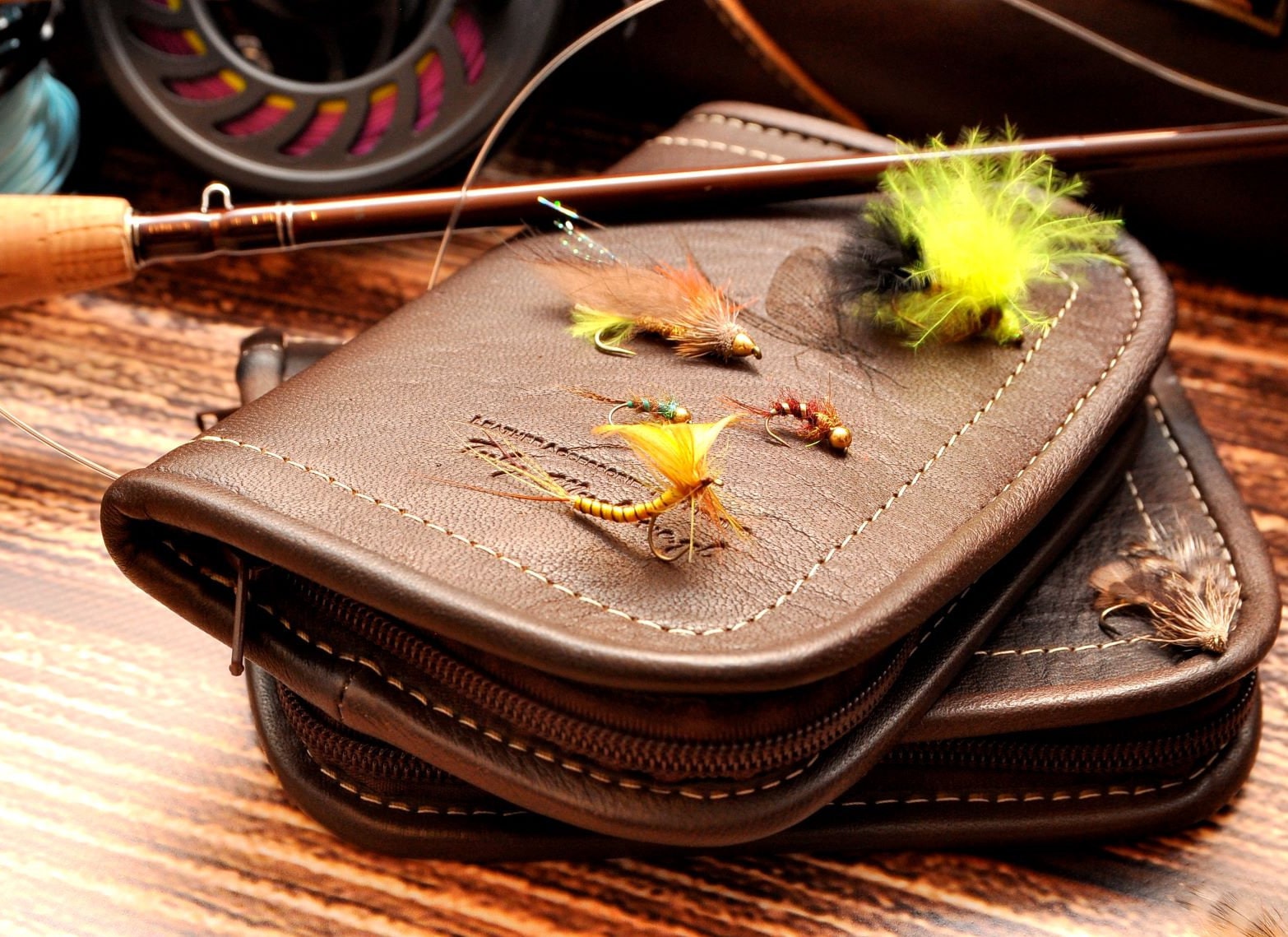 Personalized Leather Fly Fishing Wallet ,fishing Wallets,flies