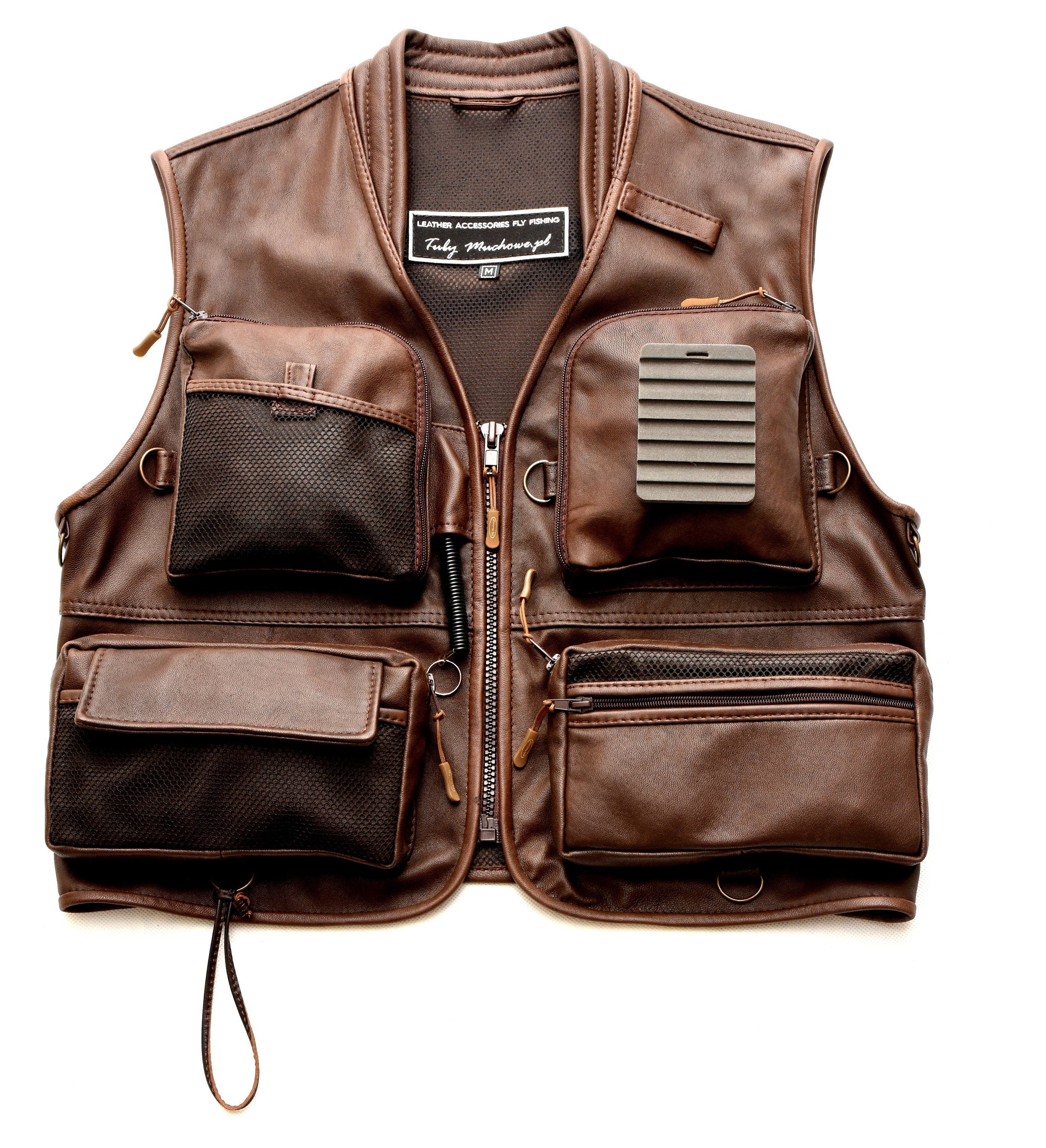 Fishing Vest R2.professional Fly Fishing Vest,fishing,vest,genuine  Leather,gift,hand Made,fly Fishing, Fishing Clothes, Fishing,leather Vest -   Canada