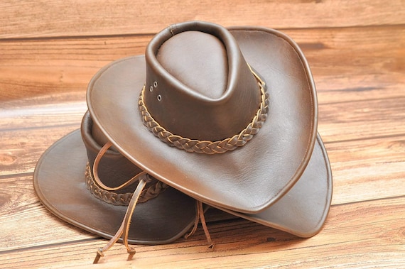 Leather Hat,genuine Leather,hat,gift,hunting,fishing,outtour,camping,travel, cowboy,style,bushcraft,orginal,leather,cowboy Accessories 
