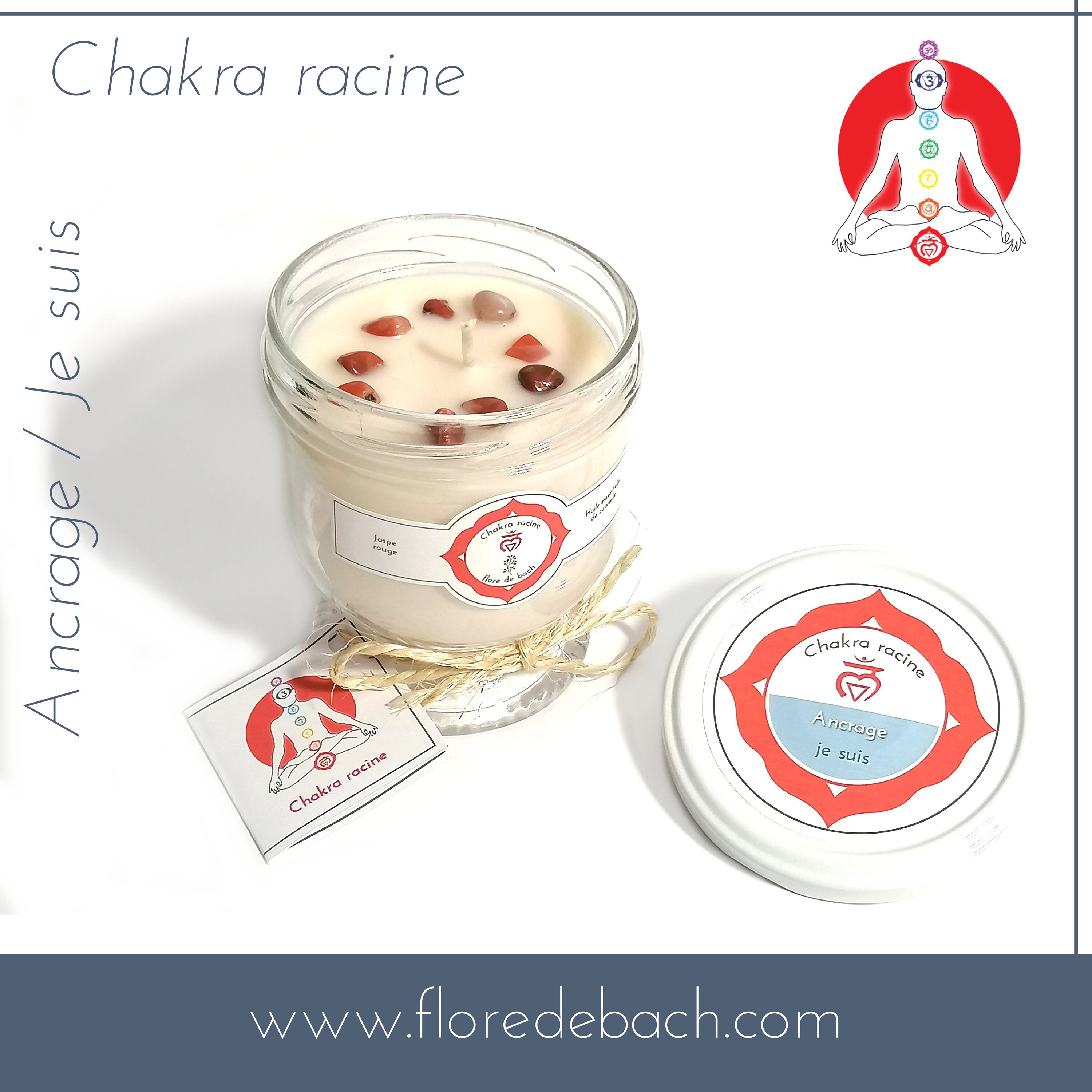 Bougie de Lithothérapie, Chakra Racine.