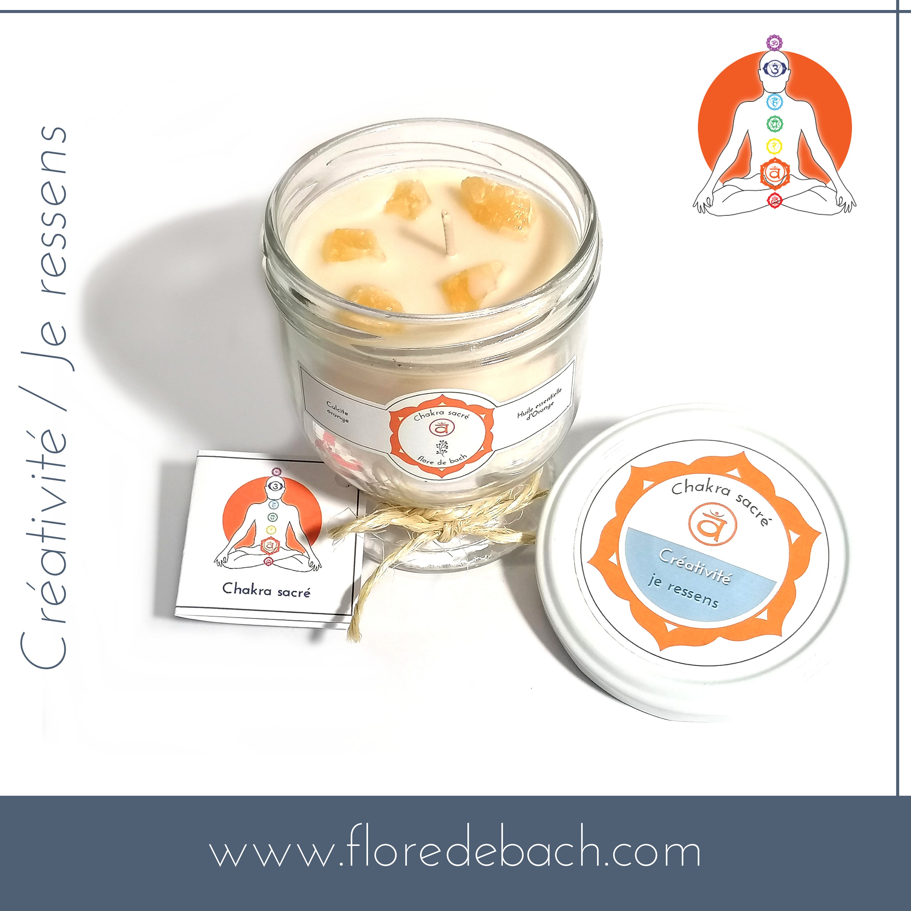 Bougie de Lithothérapie, Chakra Sacré.