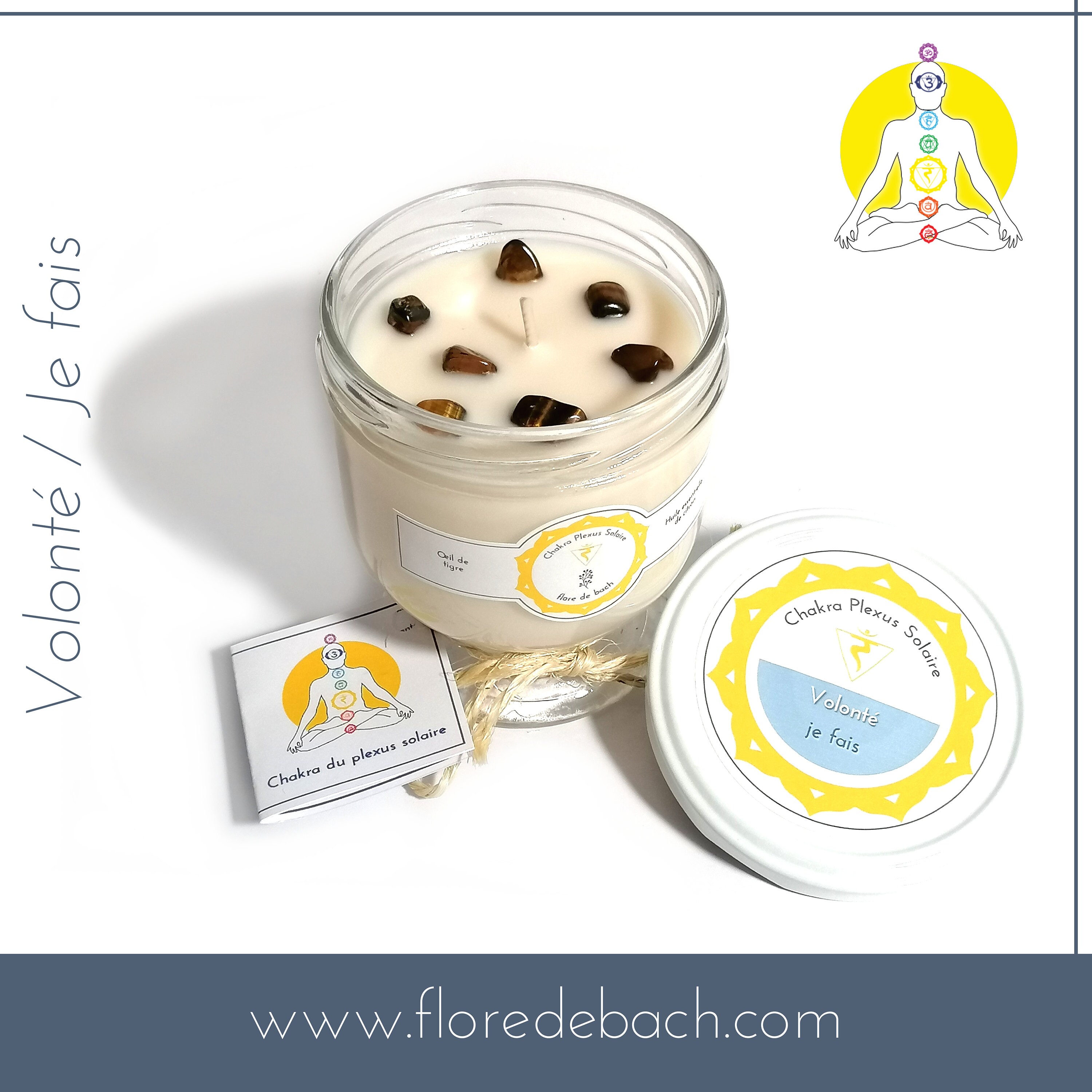 Bougie de Lithothérapie, Chakra Du Plexus Solaire.